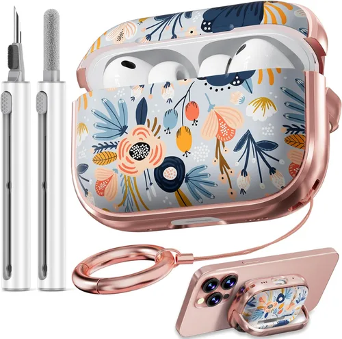 Miniatura 29 de Inesore Funda para AirPods Pro 3 2025 con cerradura, funda transparente floral para mujeres, compatible con Apple Airpods Pro de 3ª