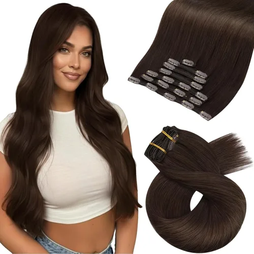 Miniatura 13 de Moresoo Extensiones de cabello humano Remy con clip, color rubio platino, extensiones de cabello humano real de doble trama, color rubio #60, 18