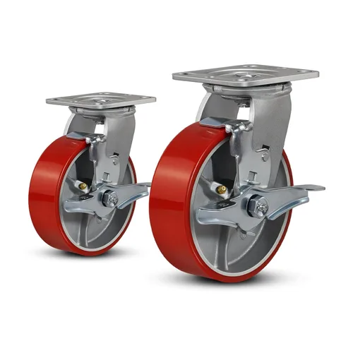 Miniatura 13 de Ruedas industriales de 4 x 2 pulgadas, ruedas resistentes, ruedas de poliuretano, capacidad de hasta 3200 libras. Uso para camión de plataforma