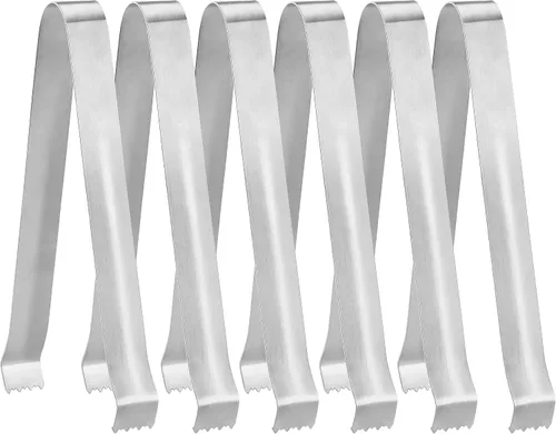 New Star Foodservice Pinzas para pompones, acero inoxidable, 6.5 pulgadas, juego de 6, color plateado