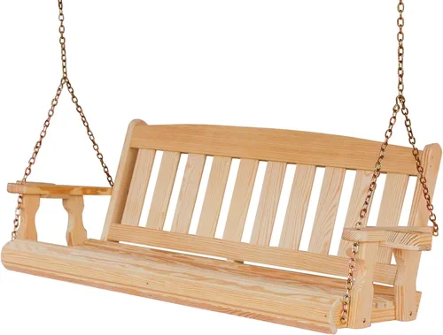 Miniatura 12 de Amish Casual Columpio de porche con tratamiento de misión de 800 libras con cadenas colgantes y portavasos (5 pies, mancha blanca semisólida)