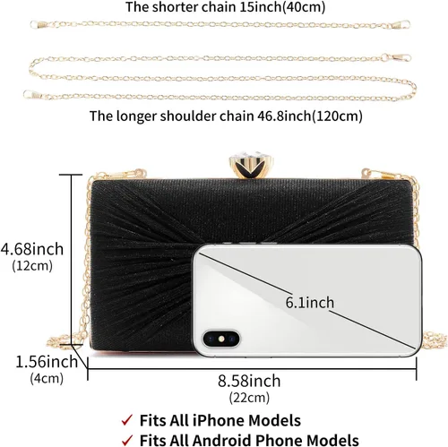 Miniatura 2 de YAPAIOU Bolso de mano de noche brillante para mujer, bolso de mano con purpurina de diamantes de imitación, bolso de boda, bolso de cóctel y fiesta