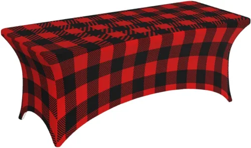 Miniatura 9 de Buffalo - Mantel rectangular ajustable a cuadros verde y blanco de 6 pies para fiestas, banquetes, festivales, bodas