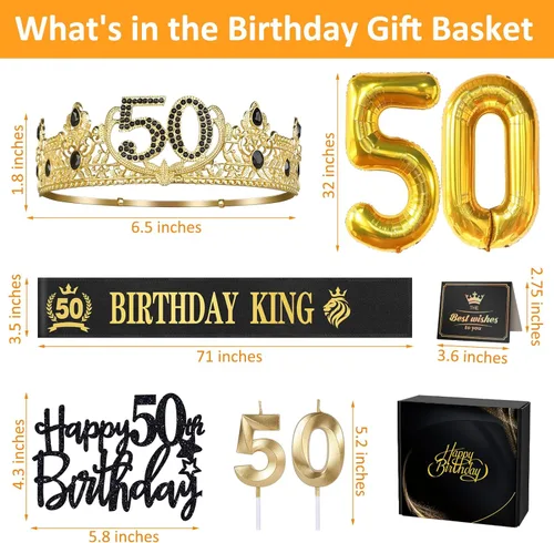Miniatura 6 de Regalos de cumpleaños de 50 años para hombres, decoraciones de cumpleaños de 50 años para hombres, suministros de decoración de fiesta que incluyen