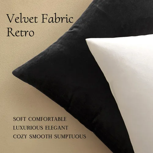 Miniatura 4 de MIULEE Fundas de almohada de terciopelo de 22 x 22 pulgadas, paquete de 2 unidades, color negro, fundas de cojín cuadradas decorativas súper suaves