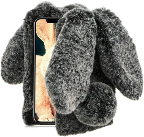 Miniatura 8 de Funda compatible con Samsung Galaxy Note 20 5G, de piel de conejo, bonita funda 3D casera con diamantes para invierno, cálida, suave, peluda, Púrpura