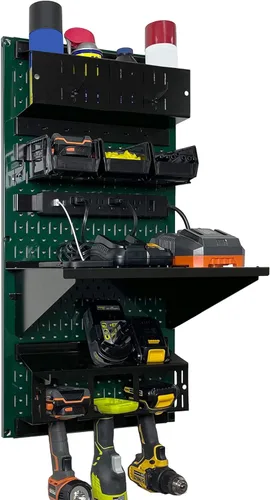 Miniatura 17 de Wall Control Kit organizador de almacenamiento de herramientas eléctricas, soporte para taladro inalámbrico, estación de carga, 16 x 32 pulgadas