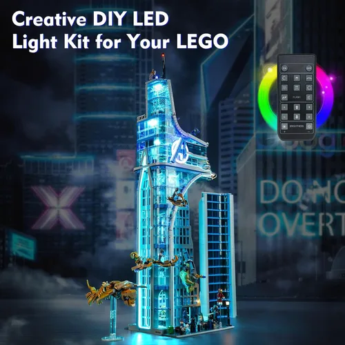Miniatura 4 de LocoLee Kit de luz LED creativa de control remoto compatible con Lego Avengers Tower 76269 (solo luces, sin modelos), juego de luces de control