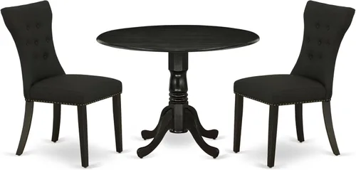 Miniatura 16 de East West Furniture DLGA3-AWA-03 - Juego de mesa de comedor de 3 piezas que contiene una mesa de cocina redonda con gotas y 2 sillas Parson, 42 x 42