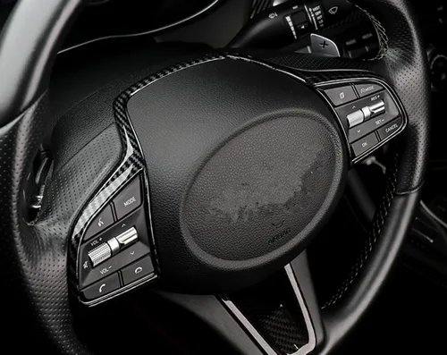 Miniatura 3 de Cnaurda Cubierta de panel de botón de volante estilo fibra de carbono, marco de botón de ajuste interior, adhesivo protector compatible con Genesis