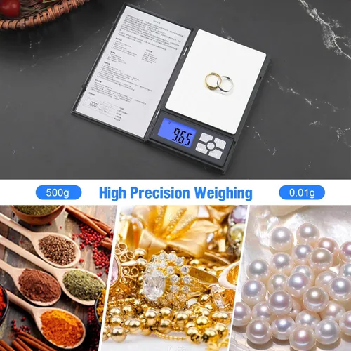 Miniatura 7 de UNIWIGH - Báscula digital de bolsillo de 0.00 oz de precisión, 17.64 oz de alta precisión, peso digital de cocina gramo y oz para alimentos, joyas
