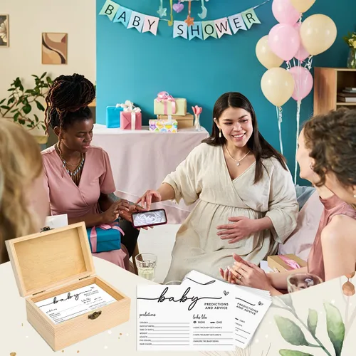 Miniatura 4 de Caja de tarjetas de consejos y predicciones, 50 tarjetas de predicciones para bebés para nuevos padres, decoraciones de baby shower, consejos