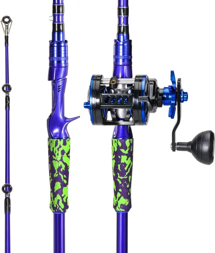 Miniatura 3 de Sougayilang Inshore - Cañas de pescar de agua salada, cañas giratorias de 7 pies y cañas de fundición con carrete de spinning/trolling