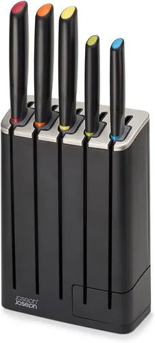 Miniatura 5 de Joseph Joseph Elevate Knives SlimBlock Juego de cuchillos de cocina de acero inoxidable de 7 piezas con afilador de cerámica, color negro