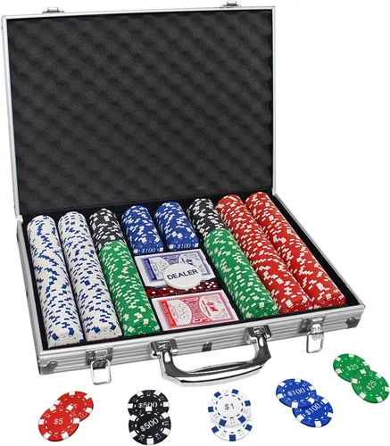 Comie Fichas de Póquer con Números, Juego de 500 Fichas de Póquer con Estuche de Viaje de Aluminio, Juego de Póquer de 11.5 Gramos para Texas Holdem