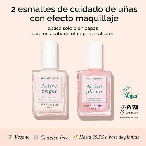 Miniatura 2 de Manucurist Active Icons Duo - Juego de esmaltes de uñas Active Bright, Active Plump - Fortalecedor de uñas, esmalte iluminador y cuidado, regalos