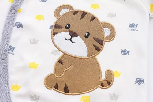 Miniatura 2 de Hikido Mameluco cómodo para bebé con lindo estampado de dibujos animados, paquete de 2 mamelucos de algodón para uso diario