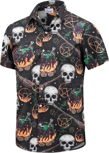 Miniatura 14 de EUOW - Camisas hawaianas para hombre de manga corta con botones, estampadas para la playa y el verano
