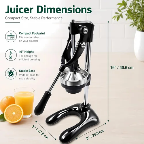 Miniatura 7 de Exprimidor manual profesional de hierro fundido para cítricos, prensa manual resistente para naranja, limón, lima, granada, prensador de jugo