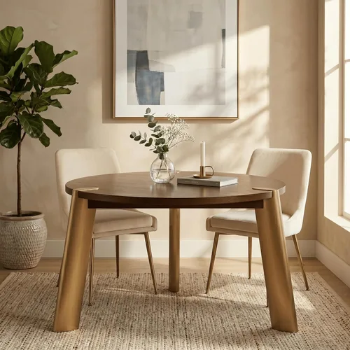 Miniatura 9 de NTC Mesa de centro redonda de madera Tribase Boho de 40 pulgadas para sala de estar y comedor, impermeable y resistente al calor, negro quemado