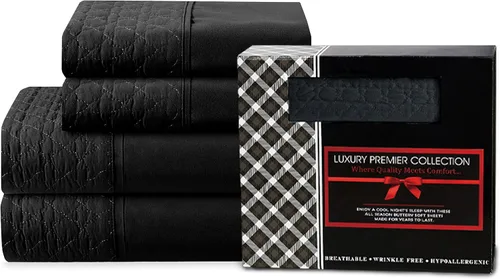 Miniatura 14 de Elegant Comfort Lujoso juego de sábanas acolchadas de 4 piezas, caja de regalo, calidad egipcia de 1500 hilos, suave, resistente a las arrugas