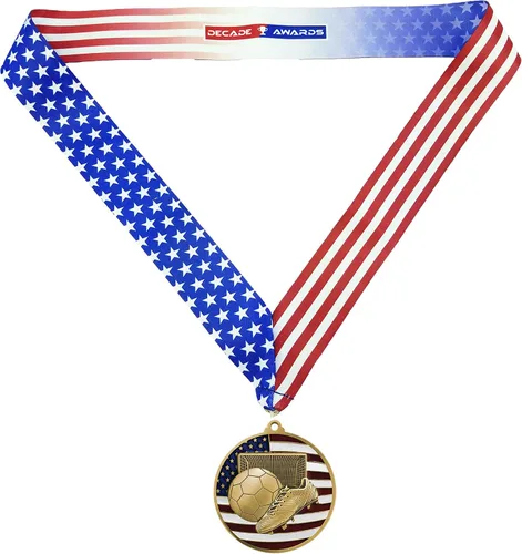Miniatura 3 de Decade Awards Medalla patriótica grabada de fútbol – Medallón de fútbol de 2.75 pulgadas de ancho con estrellas y rayas de la bandera estadounidense