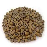 100 piezas de eslabones de microanillo con forro de silicona marrón claro de 0.197 in para instalación de extensiones de cabello y plumas