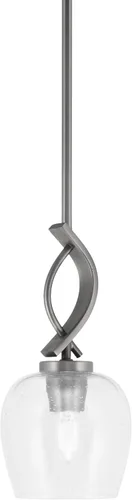 Miniatura 85 de Toltec Lighting Cavella Stem Colgado Mini colgante, acabado grafito, vidrio de muselina blanca de 4 pulgadas