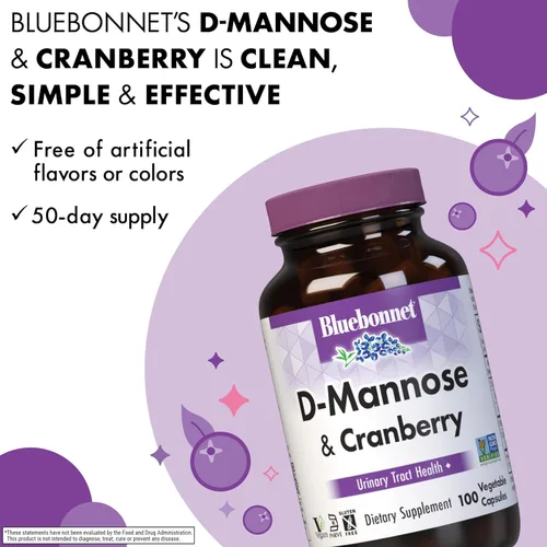Miniatura 4 de BlueBonnet Nutrition D-manosa y arándano - Soporte para el tracto urinario de acción rápida para hombres y mujeres* - Sin OMG, vegano, kosher, sin
