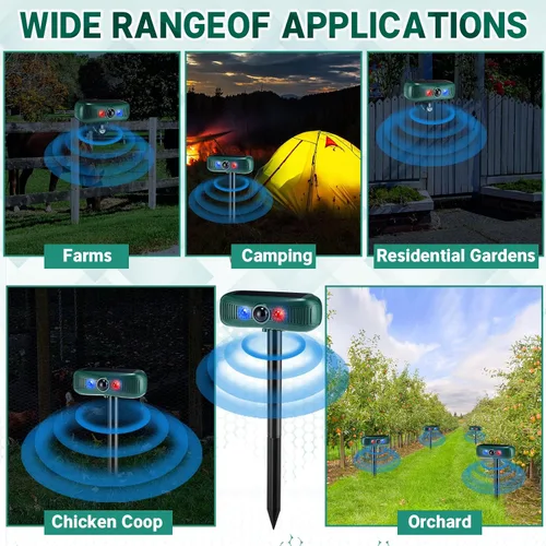 Miniatura 7 de Qualirey 2 unidades de alarma solar para exteriores, sensor de movimiento, sirena de seguridad, detector de sonido, luz estroboscópica, 4 modos