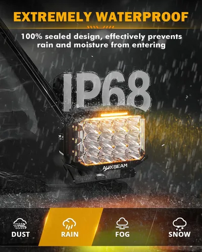 Miniatura 5 de Auxbeam Serie V-MAX 204W Luces LED de Conducción en Pod, Luz de Proyección Rectangular de 7 Pulgadas para Todo Terreno con DRL Ámbar y Luz Trasera