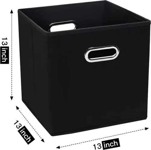 Miniatura 2 de Contenedores de almacenamiento de tela negra, cajas organizadoras de cubos de 13 pulgadas, canastas organizadoras de tela, canastas plegables