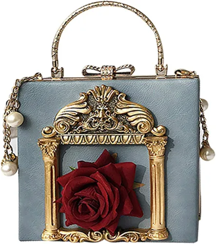 QZUnique Bolso de noche con diseño de ángel de amor en relieve para mujer, bolso cruzado con cierre de lazo, bolso de hombro barroco
