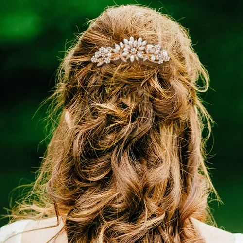Miniatura 2 de Hapibuy - Peineta de boda con cristales, peine de novia con perlas, tocado de boda en oro, accesorio para el cabello para usar en fiestas