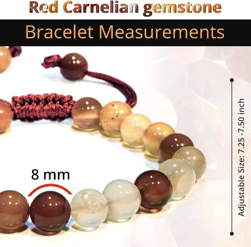 Miniatura 142 de Adjustable Crystal Bracelet – Gemstone Bead Bracelet with Adjustable Macrame String – Chic Gemstone Bracelet for Men and Women – 8mm Round Healing
