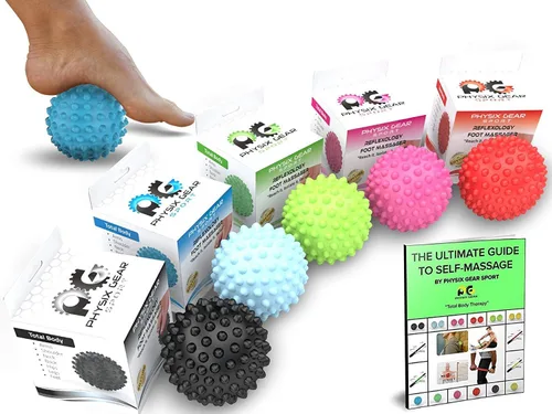 Bola de masaje con pinchos, bola de masaje de pies, bola de punto de gatillo, masajeador de bola de fascitis plantar, terapia física, herramientas