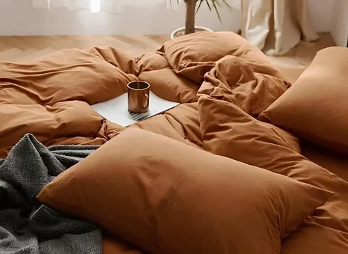 Miniatura 3 de INDACORIFY Cotton Duvet Cover in Cinnamon Boho Bedding 100% Cotton Washed Duvet Cover Queen Size Cinnamon Bedding Cover Custom Size Comorter Cover