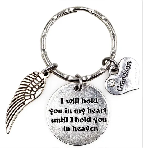 Miniatura 14 de Llavero con texto en inglés "I Will Hold You in My Heart Until I Hold You in Heaven Angel Wing Family Charm Veterans Luurn Grief Sympathy