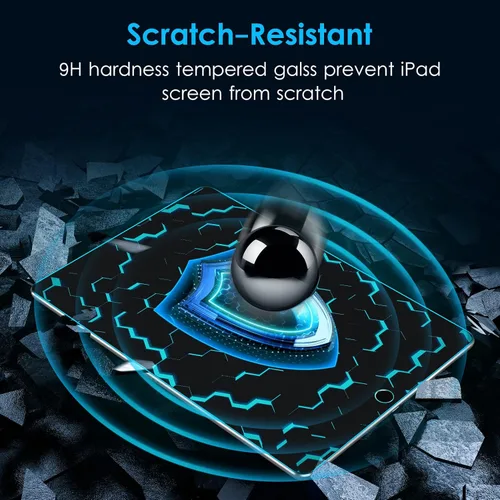 Miniatura 3 de DTTO Protector de pantalla para iPad de 6ª/5ª generación, modelo 2018/2017 de 9.7 pulgadas, protector de película de vidrio templado para iPad