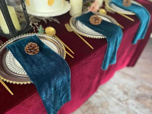 Miniatura 9 de Servilletas de terciopelo, 20 x 20 pulgadas, servilletas de cena suaves, servilletas de boda, servilletas de mesa adecuadas para bodas, fiestas