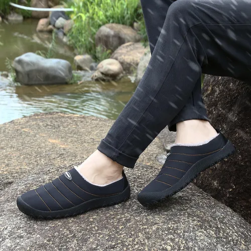Miniatura 9 de UBFEN - Pantuflas cálidas de invierno para hombre y mujer con forro de felpa mullida, zapatos de casa con suela de caucho antideslizante