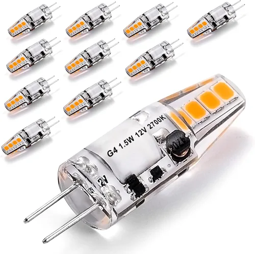 Ziomitus - Bombillas LED G4 10W-20W T3 Halógenas 12V para Paisajismo de Reemplazo, Base JC de Bi-Pin G4 1.5W AC/DC 12V para RV, Luz de Clóset,