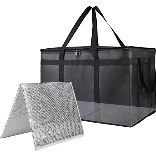 Miniatura 20 de Bodaon Paquete de 3 bolsas aisladas para entrega de alimentos para comidas calientes y frías, bolsas enfriadoras XXL, bolsa aislante para catering