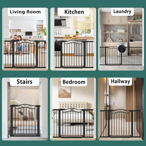 Miniatura 8 de Fairy Baby Puertas para bebés extra anchas de 57.1"-59.8" con puerta, puerta infantil de 58-59 pulgadas para niños pequeños, puerta de metal montada