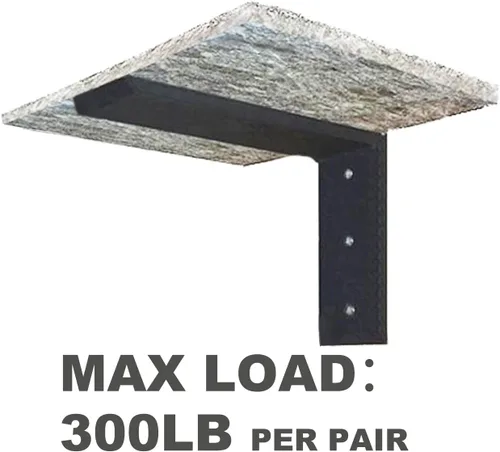 Miniatura 3 de WINKER Soporte para encimera, paquete de 2 unidades resistente de soporte oculto en L para estante de 3/8 pulgadas de grosor, 10 x 6 x 2.5 pulgadas