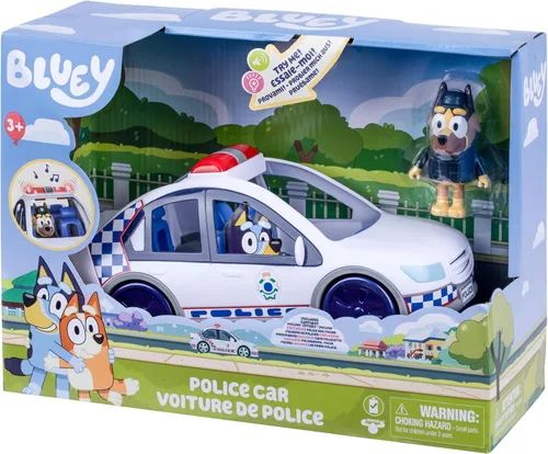 Miniatura 3 de Bluey Police Car Toy, Vehicle from The Special Episode The Sign. Includes Toy Police Car with Flashing Lights & Sounds, Policeman Figure, and Themed