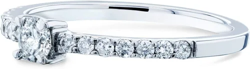 Miniatura 3 de Kobelli Anillo de diamante pequeño bajo en oro blanco de 14 quilates