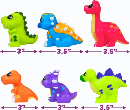 Miniatura 8 de Tub Works® Juguetes de baño de dinosaurio sin moho, paquete de 6 Diseño de juguetes de baño sellados sin agujeros que mantiene la humedad fuera