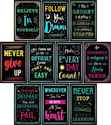 Miniatura 8 de L&O Goods - Paquete de 10 pósteres motivacionales de 11 x 17 pulgadas, afirmaciones positivas para aula, oficina u hogar, impresiones inspiradoras