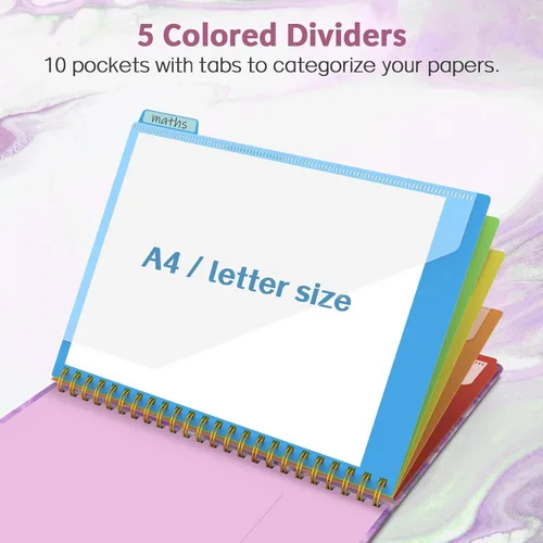 Miniatura 3 de Sooez Folio portapapeles con bloc de notas recargable, carpeta con 10 bolsillos de almacenamiento para tamaño carta, cuaderno portapapeles